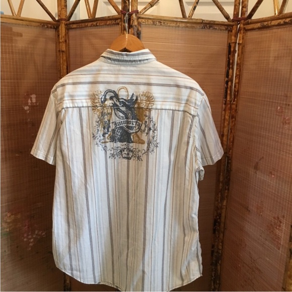 Arizona Jean Company shirt stripe collar short sleeve cream casual XL Immortal - Picture 5 of 7